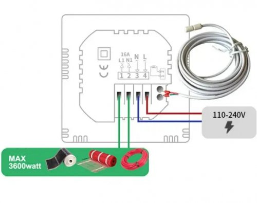 Wi-Fi терморегулятор для полу 4Heat AE-667 білий 4HT.AE667.WF