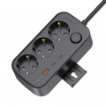 Сетевой фильтр-удлинитель IKOS F33S-СUPD 20W 3 розетки/1USBType-/2Type-C 1.4м black 0026-CES