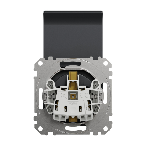 Розетка Schneider Sedna Design с заземлением, крышкой и шторками IP20 черная SDD114024