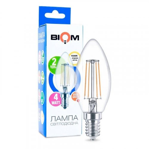 Світлодіодна лампа Biom Свічка 4W E14 4500K FL-306