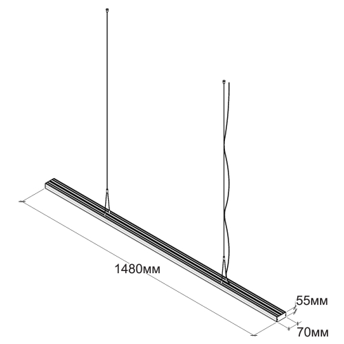 Лінійний LED світильник підвісний Євросвітло на тросах Sign EVO 72Вт 6400К чорний 000059908
