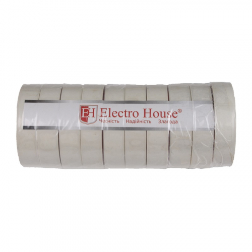 Изолента Electrohouse белая 0,15мм 18мм 11м EH-AHT-1805