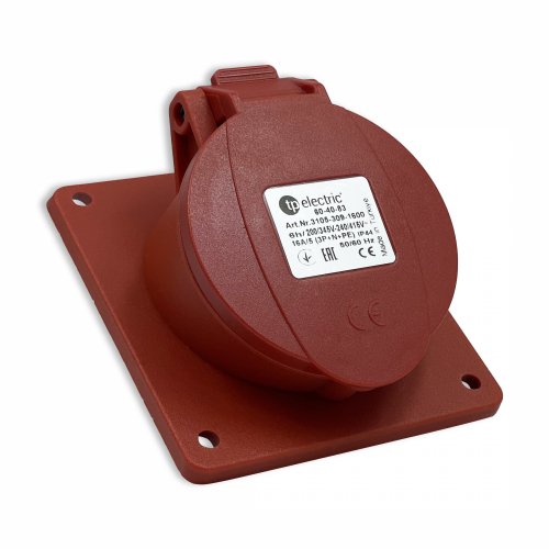 Розетка силова промислова TP Electric 5x16A 3P+N+PE із заземленням кутова 60-40-83
