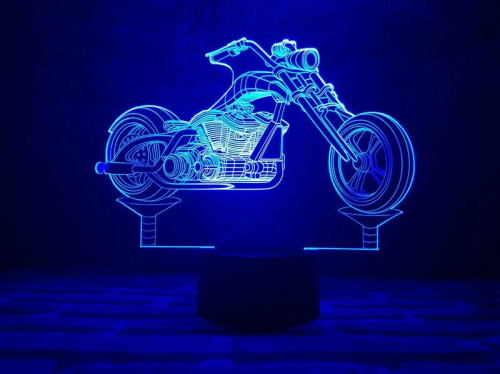 3D світильник "Мотоцикл 3" з пультом+адаптер+батарейки (3ААА) 09-007