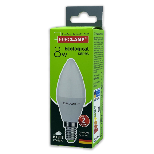 LED лампа Eurolamp ЕCО серия "P" 8W E14 4000K LED-CL-08144(P)