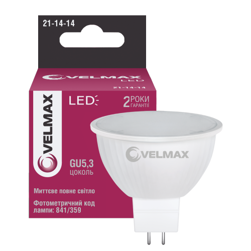 LED лампа Velmax V-MR16 4W GU5.3 4100K 21-14-14