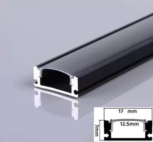 Комплект LT профиль накладной алюминиевый анод LT-1707+ рассеиватель LT-1707-08-3-Bl черный 51033