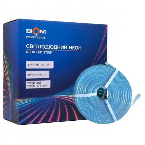 LED неон Biom SMD2835 120шт/м 12W/м IP65 24V 11х5 голубой лед BNSP-24-511-2835-120-IB-1 28466