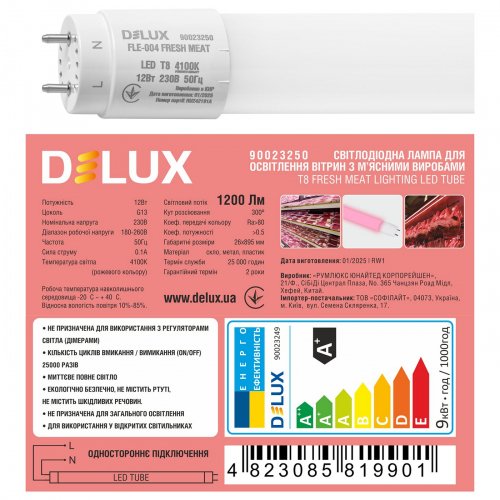 Світлодіодна LED лампа Delux FLE-004 12W G13 4100К 900мм для підсвічування продуктових вітрин 90023250
