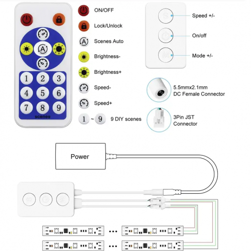 RGB контролер LT SPI smart music RF+Bluetooth 5-24V для адресної стрічки 073009