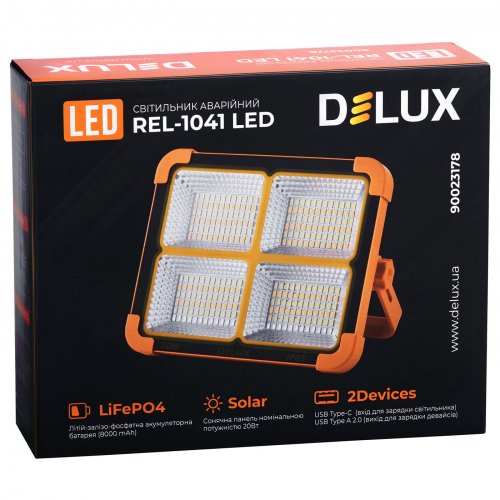 Світлодіодний LED прожектор Delux REL-1041 20W 2700/4000/6500К IP65 акумуляторний 90023178