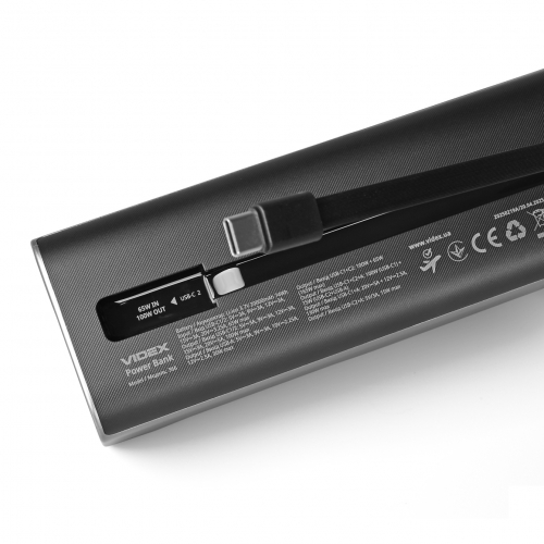 Портативний зарядний пристрій (повербанк) Videx 20000mAh 165W +Display VPB-366-G