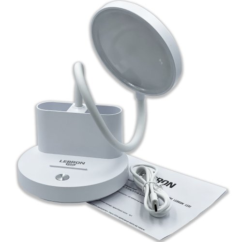 Настольная LED лампа аккумуляторная Lebron L-TL-L-40 5W 4100К гибкая белая 15-13-40