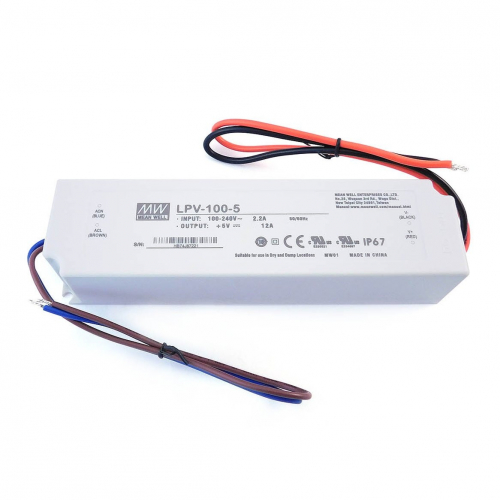 Блок питания Mean Well 100W 5V 12A IP67 LPV-100-5