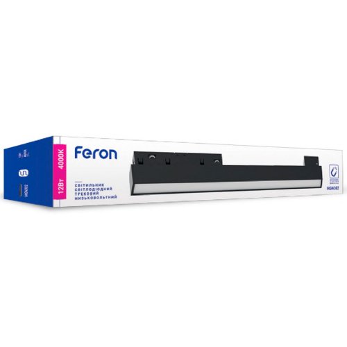 Магнітний трековий LED світильник Feron MGN302 12W 4000К 110 градусів чорний (MGN302-41938) 7612