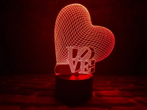3D світильник "LOVE" з пультом+адаптер+батарейки (3ААА) 3DTL-0004