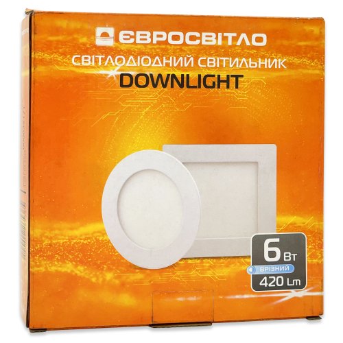 Точковий LED світильник Downlight Євросвітло 6W 6400К вбудованний коло LED-R-120-6 000039171