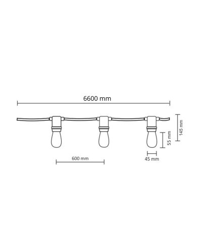Вулична гірлянда Goldlux Party M2 E27 10x6W 3000K IP44 з білими лампочками 310330