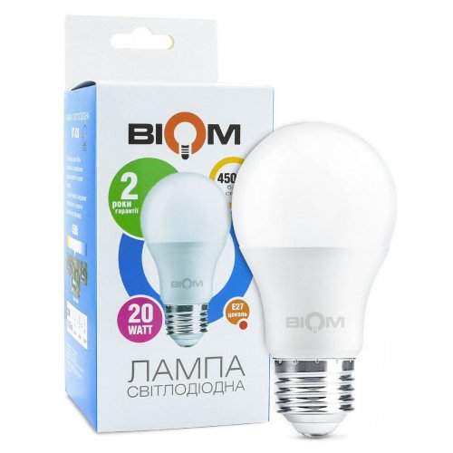 Світлодіодна лампа Biom А80 20W E27 4500K BT-520