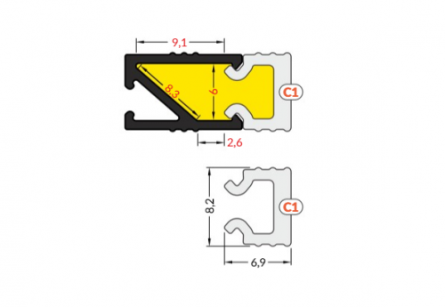 Профиль врезной TOPMET с рассеивателем для ступеней и мебели 8.2x12.2мм HI-8 + C1
