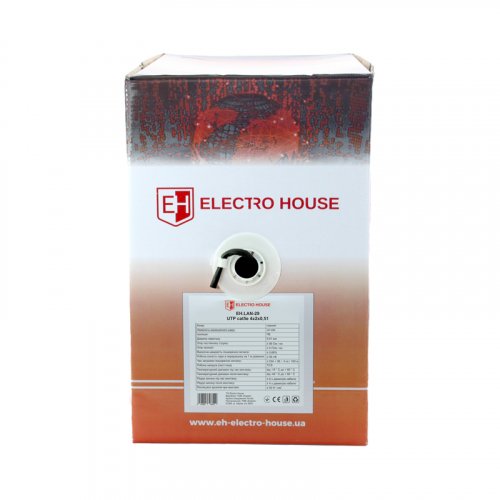 Віта пара ElectroHouse UTP Cu ПЕ 4х2х0, 51 чорний Outdoor (305м) без фольги EH.LAN-29