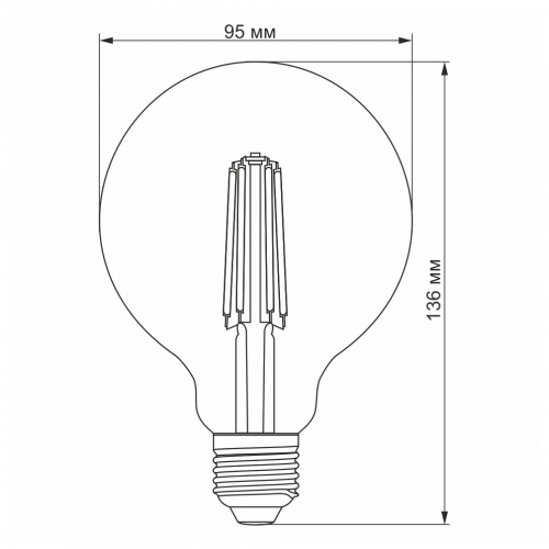 LED лампа VIDEX Filament G95FD 7W E27 4100K с диммером VL-G95FD-07274