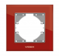 Рамка красное стекло одинарная горизонтальная Videx Binera VF-BNFRG1H-RD