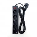 Сетевой фильтр-удлинитель ElectroHouse на 5 гнезд 10А 3 метра с заземлением и кнопкой черный EH-NFB-5.3 Сетевой фильтр-удлинитель ElectroHouse на 5 гнезд 10А 3 метра с заземлением и кнопкой черный EH-NFB-5.3