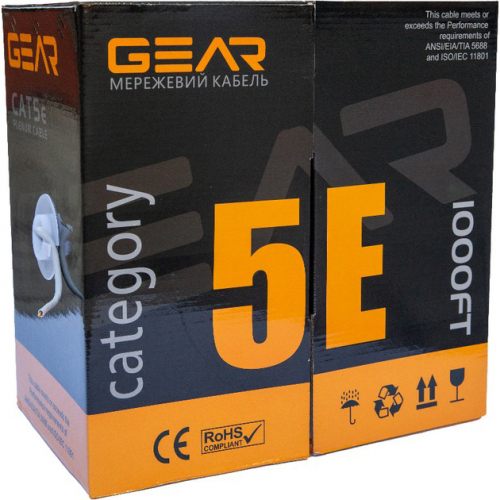 Витая пара Gear FTP Cat.5E CCA(25) 4P 0.51мм Al foil Indoor 305м blue GEC-FTPCCA25051305