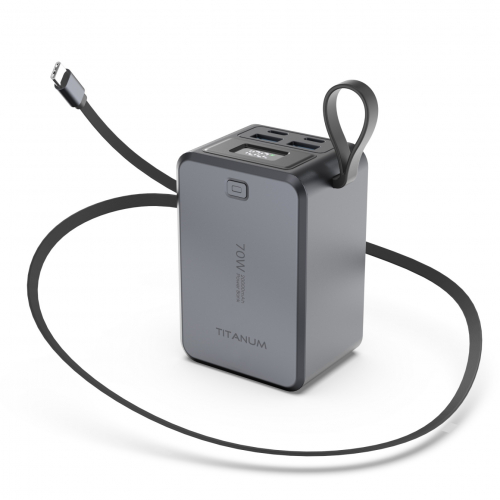 Портативное зарядное устройство (повербанк) TITANUM WP049 20000mAh PD70W Grey TPB-WP049-G