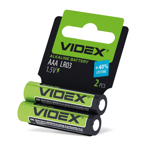 Батарейки лужні Videx LR03/AAА  SHRINK CARD блістер 2шт. LR03/AAA 2pcs SC