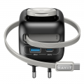 Мережевий зарядний пристрій HAVIT UC250 GaN 35W USB-A+USB-C з кабелем USB-C Watch Charger HV-UC250-BK