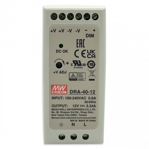 Блок питания на DIN-рейку Mean Well 40.8W 3.34A 12V DRA-40-12