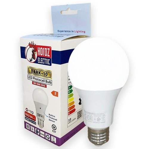 LED лампа с датчиком освещения Horoz DARK-10 A60 10W 6400К E27 001-068-0010-010