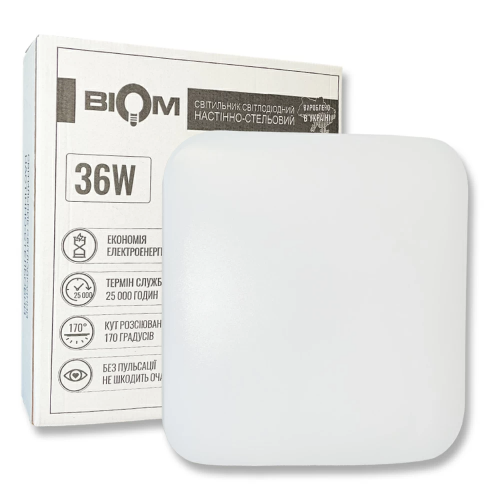 LED светильник накладной Biom 36W 6000К квадрат DL-S702-36