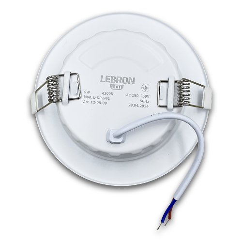 Точковий LED світильник Lebron L-DR-941 9W 4100К коло 12-08-09