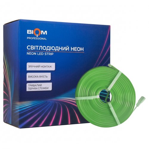 LED неон Biom SMD2835 120шт/м 12W/м IP65 24V 11х5 зеленый BNSP-24-511-2835-120-G-1 28467