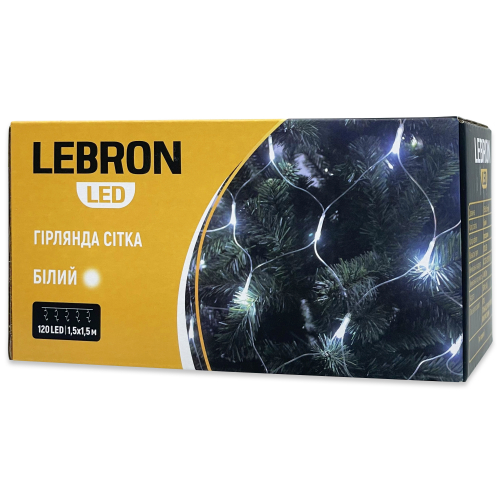 LED гирлянда Lebron сетка 1.5x1.5м 120LED 220В IP20 белая 15-18-52 LED гирлянда Lebron сетка 1.5x1.5м 120LED 220В IP20 белая 15-18-52