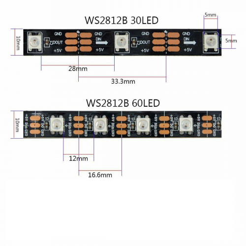 Адресна Smart LED стрічка LT WS2812B SMD5050 Digital RGB 30шт/м 9W/m 5V IP20 чорна 93002