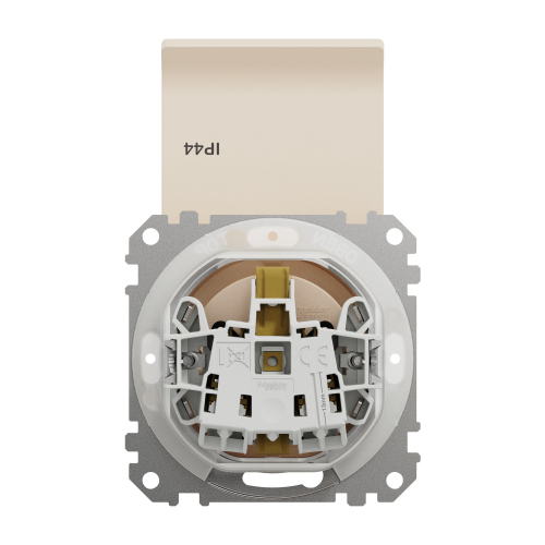 Розетка Schneider Sedna Design з заземленням, кришкою та шторками IP44 бежева SDD212024