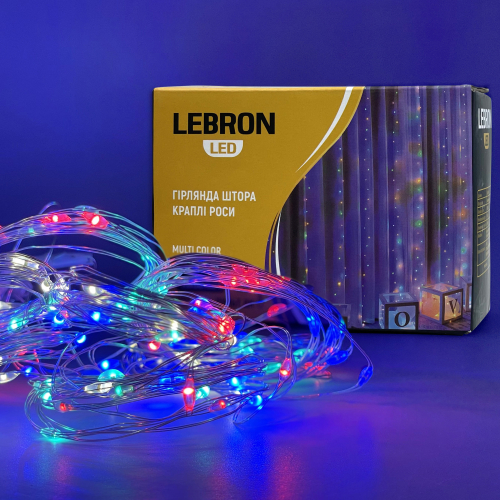 LED гирлянда Lebron штора капли росы 3x2м 200LED 220В IP20 USB пульт ДУ мультиколор 15-18-65 LED гирлянда Lebron штора капли росы 3x2м 200LED 220В IP20 USB пульт ДУ мультиколор 15-18-65