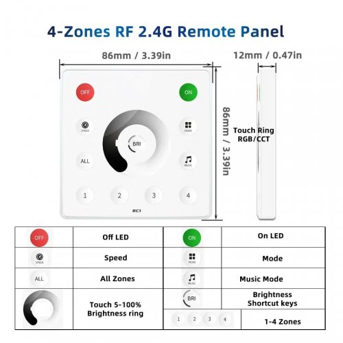 Панель дистанційного керування LT RС1 RGBW 4 зони 73203