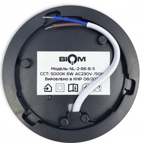 LED світильник накладний Biom 6W 5000К IP40 круглий чорний NL-2-R6-B-5 25794
