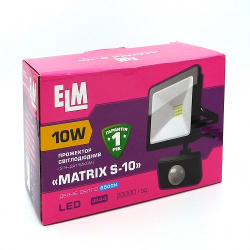 Світлодіодний прожектор ELM MATRIX SMD 20W 6500K з датчиком
