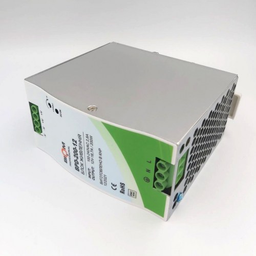 Блок живлення Biom на DIN-рейку TH35/ЕС35 200W 16.7A 12V IP20 BPD-200-12 21772