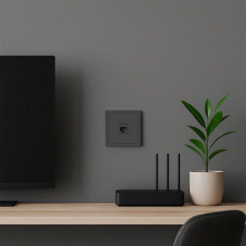 Розетка Ardero ER151PC-G Soft одинарна комп'ютерна сіра 8656