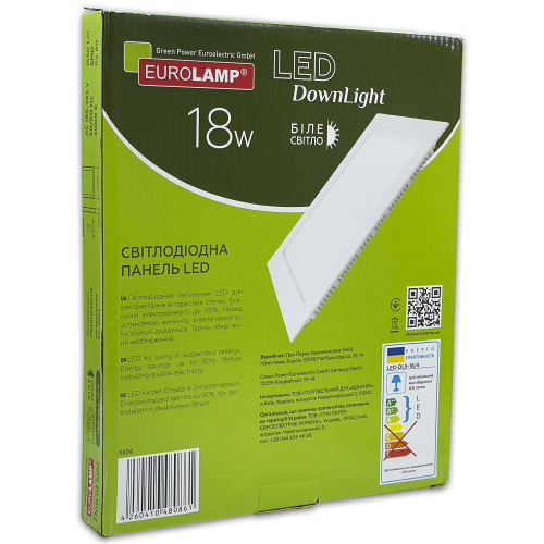 LED cветильник Eurolamp 18W 4000K квадрат LED-DLS-18/4