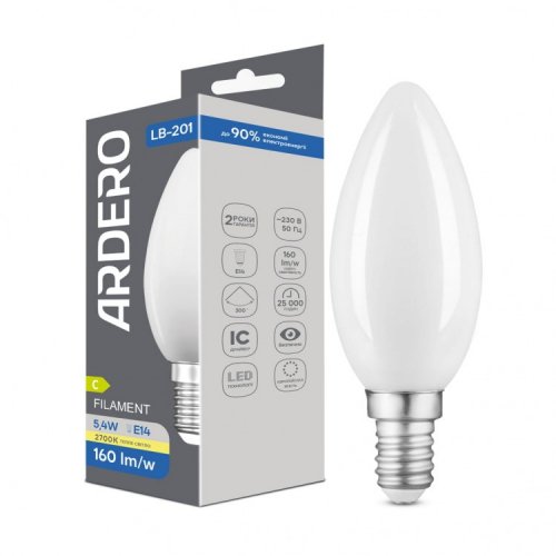 Світлодіодна LED лампа Ardero LB-201 5.4W E14 2700K матова 8996