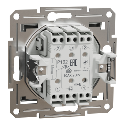 Вимикач двоклавішний прохідний Schneider Asfora Алюміній EPH0600161