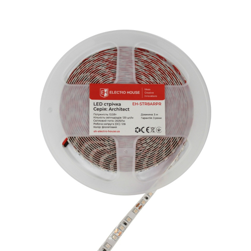 LED лента ElectroHouse Architect 120шт/м 13.5W/м IP20 12V фиолетовый EH-STR8ARPR